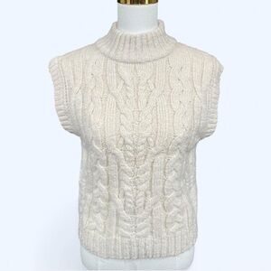 cream cable knit sleeveless sweater